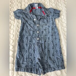Carter's Blue Anchor Print Baby Romper